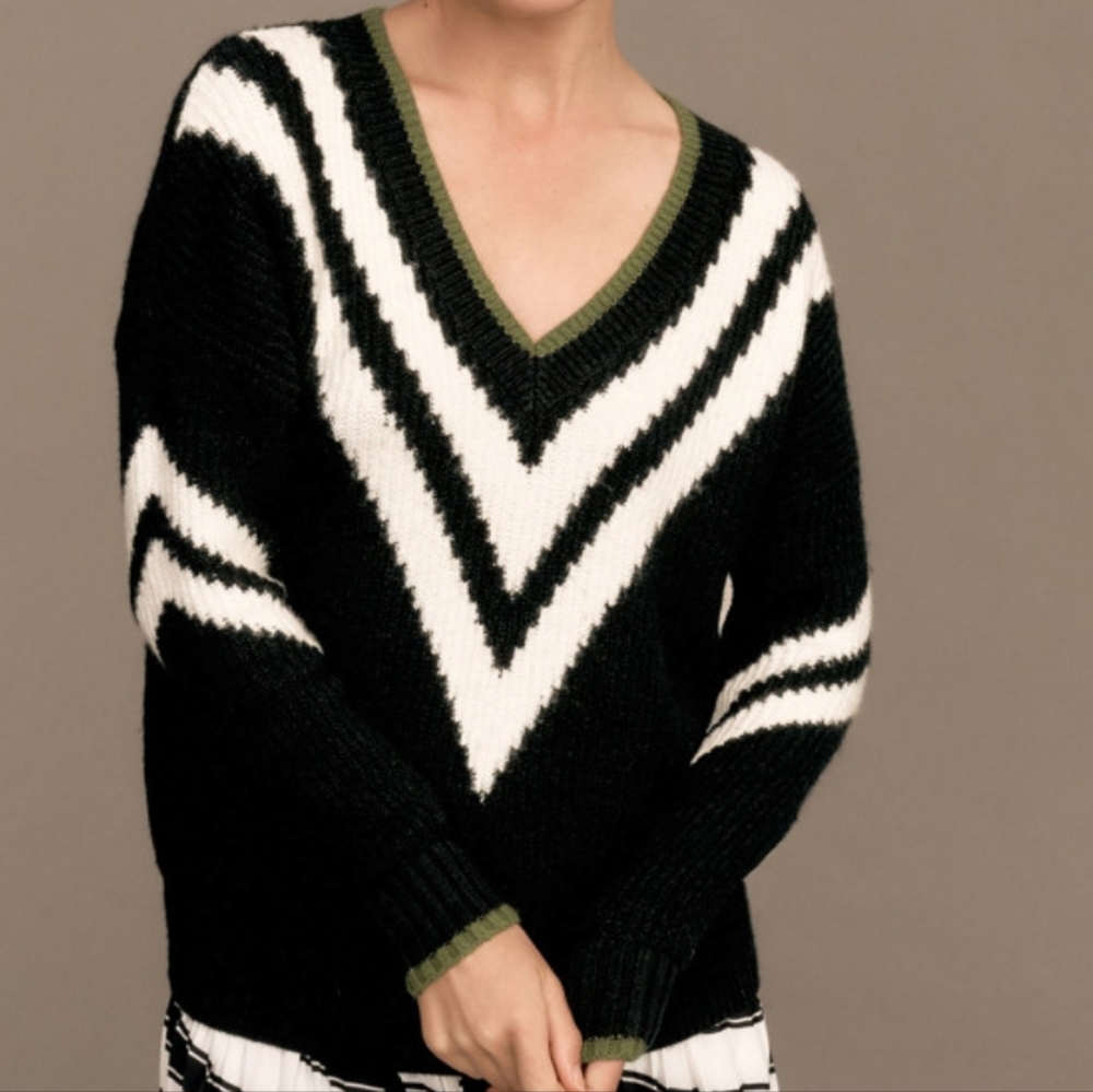 Anthropologie Maeve Slouchy Plunging V-Neck Pullover Sweater